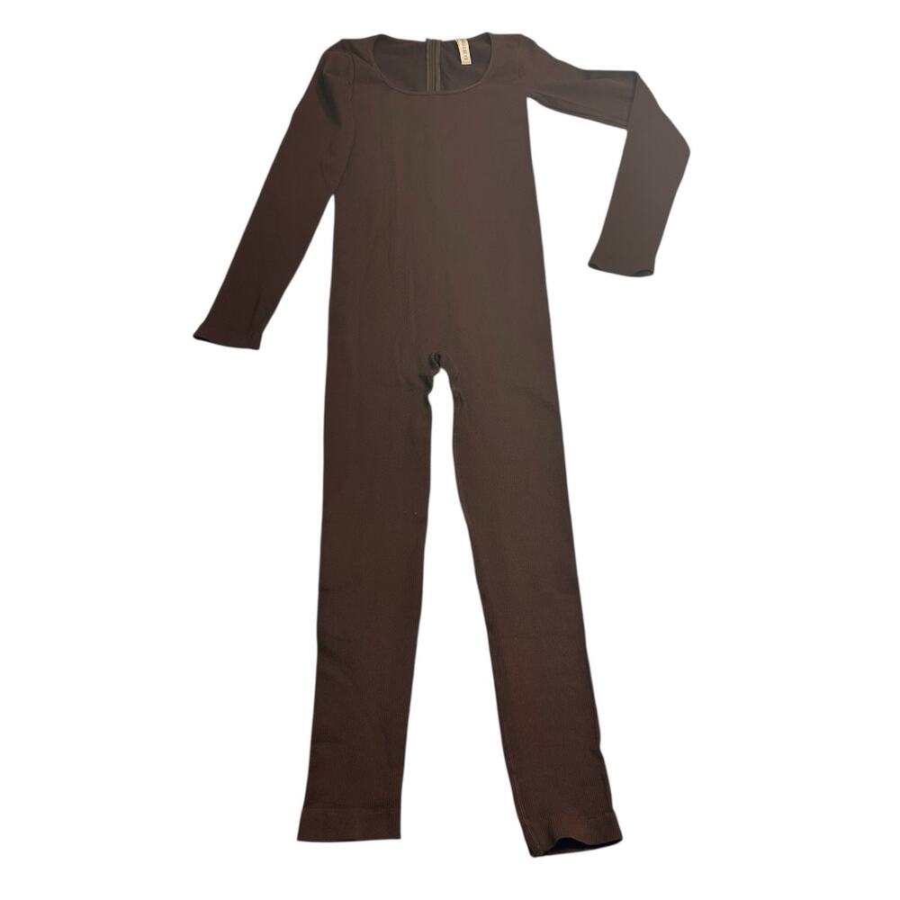 Women's Brown Long-Sleeve Jumpsuit